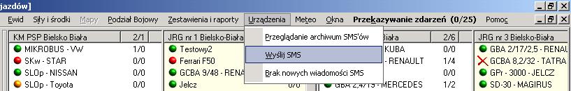 31 Wysyłanie SMS z BSIS Po wybraniu opcji Wyślij SMS otwiera się okno w którym