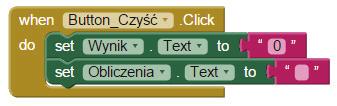 Kalkulator, część 2 Scenariusz 7 Teraz zajmiemy się przyciskami działań matematycznych, by poprawnie wyświetlały przypisane im znaki.