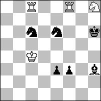 Sb3+ Kc4 +) 11...Wf8 12.Hb2+! K:b2 13.Sd3+ Kc3 14.S:c5 remis. - nr 813 - Andrzej JASIK Precyzyjna gra prowadząca do łapania czarnego skoczka. 1.g7 Gf7 2.Gb2 h5!