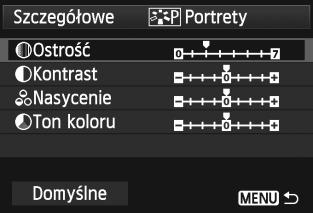 3 Dostosowywanie Stylu obrazów Styl obrazów można dostosować, modyfikując poszczególne parametry, jak np. [Ostrość] lub [Kontrast].