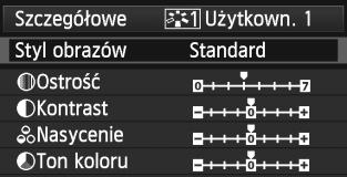 3 Zapisywanie Stylu obrazów Aparat pozwala wybrać bazowy Styl obrazów, np. [Portrety] lub [Krajobrazy], zmodyfikować jego parametry, a następnie zapisać go w ustawieniach [Użytkown. 1], [Użytkown.