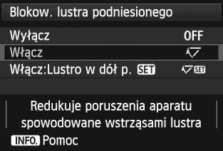 2 Blokowanie lustra podniesionego Pomimo tego, że korzystanie z samowyzwalacza lub elektronicznego wężyka spustowego może zapobiec drganiom aparatu (wstrząsom lustra), pomocne w tym może być także