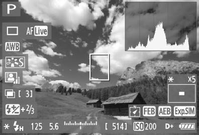 A Fotografowanie z użyciem monitora LCD Wyświetlanie informacji Każde kolejne naciśnięcie przycisku <B> powoduje zmianę wyświetlanych informacji.