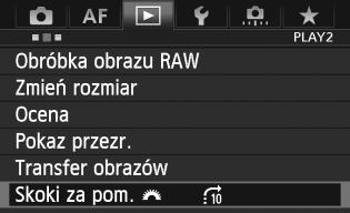 x Szybkie wyszukiwanie obrazów I Przeglądanie obrazów z przeskokiem (przeskok wyświetlania) Podczas wyświetlania pojedynczego obrazu można użyć pokrętła <6> w celu przeglądania obrazów z przeskokiem