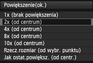 u Widok powiększony 3 Ustawienia powiększenia Na karcie [33] po wybraniu opcji [Powiększenie(ok.)] można wybrać początkowe powiększenie i początkowe położenie widoku powiększonego.