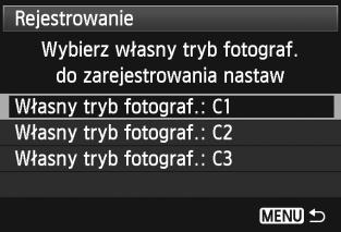 Obróć pokrętłem <5>, aby wybrać indywidualny tryb fotografowania, który ma zostać zarejestrowany, a następnie naciśnij przycisk <0>.