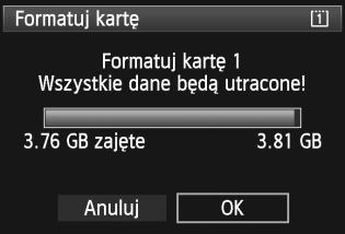 Na karcie [51] wybierz pozycję [Formatuj kartę], a następnie naciśnij przycisk <0>. 2 3 Wybierz kartę. Symbol [f] oznacza kartę 1, natomiast symbol [g] oznacza kartę 2.