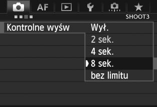 Po wyłączeniu zasilania aparat można włączyć ponownie, naciskając przycisk migawki lub inne przyciski. 1 2 Wybierz pozycję [Autom. wyłącz.]. Na karcie [52] wybierz pozycję [Autom. wyłącz.], a następnie naciśnij przycisk <0>.