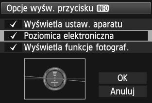 przycisku z] tak, aby można było wyświetlić poziomicę elektroniczną (str. 370). 2 Sprawdź nachylenie aparatu.