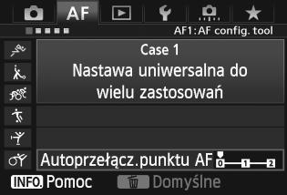 3 Wybór charakterystyki AI Servo AF (dla obiektu) Autoprzełącz.