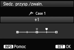 3 Wybór charakterystyki AI Servo AF (dla obiektu) Zmiana ustawień parametrów przypadków Można wyregulować trzy parametry każdego przypadku (1. Czuł.śledz., 2. Śledz. przysp./zwaln. i 3. Autoprzełącz.