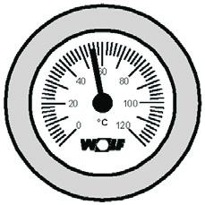 Regulacja / funkcjonowanie / obsługa Termometr Służy do wskazania aktualnej temperatury wody w kotle. Bezpiecznik M 6,3 A do ochrony płyty regulacyjnej.