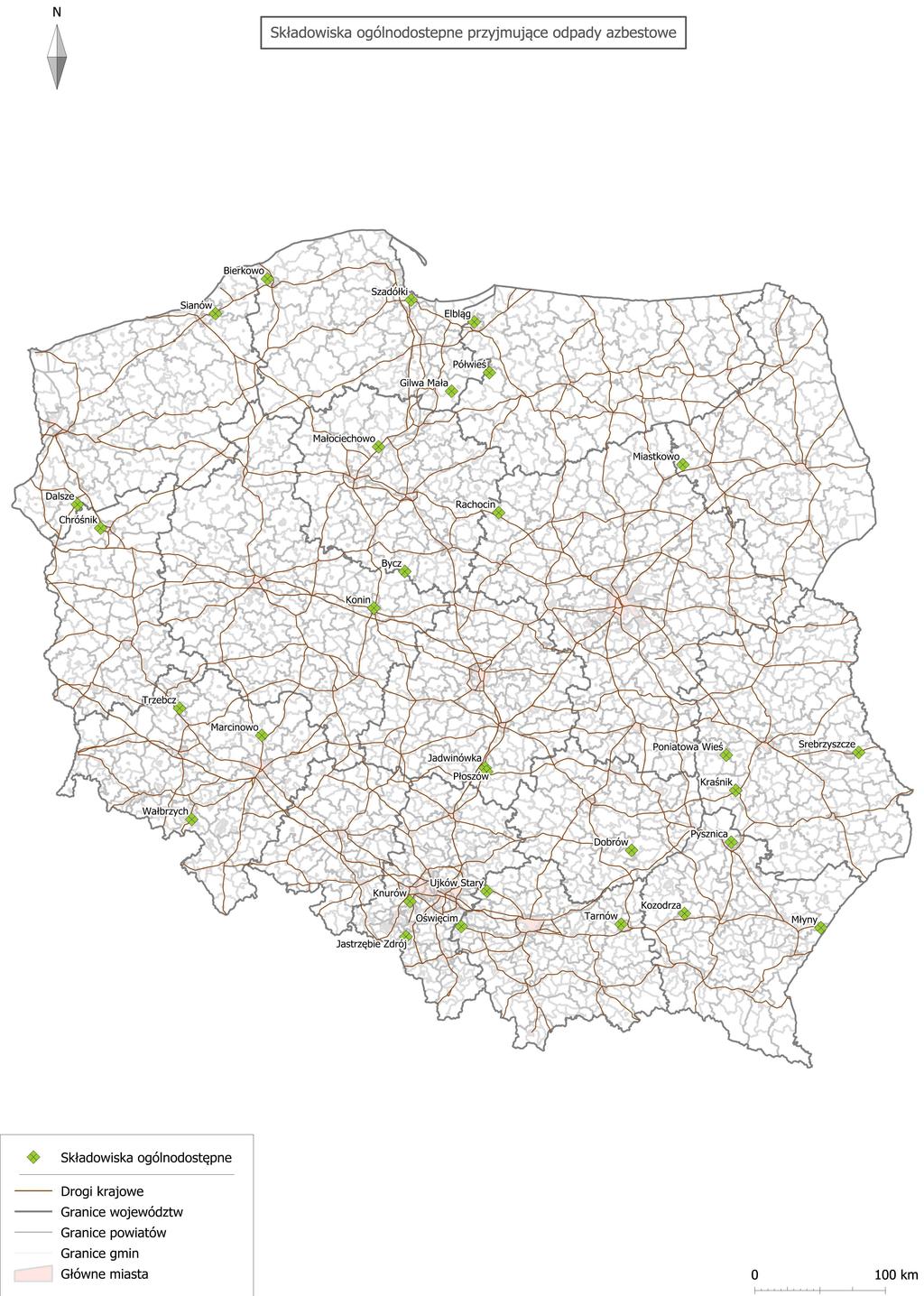 Program Usuwania Azbestu z terenu Gminy Waśniów Mapa nr 3 Rozmieszczenie