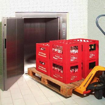 Goods lifts EN 81-31 / machinery directive 2006/42/EC Basic information: Capacity 300 1000 kg Up to 3 entrance sides Travel up to 12 m Single or double hinged landing doors Motor position at the top