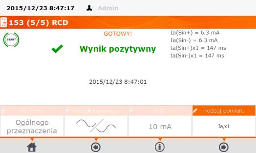 Uruchomić test RCD. Włączać RCD każdorazowo po jego zadziałaniu.