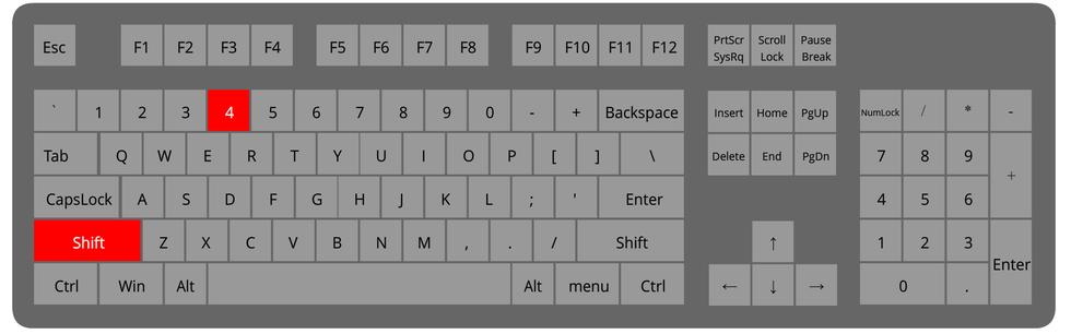 Klawisz shift pozwala również na wprowadzanie znaków widocznych w górnej części niektórych klawiszy, np.: :?