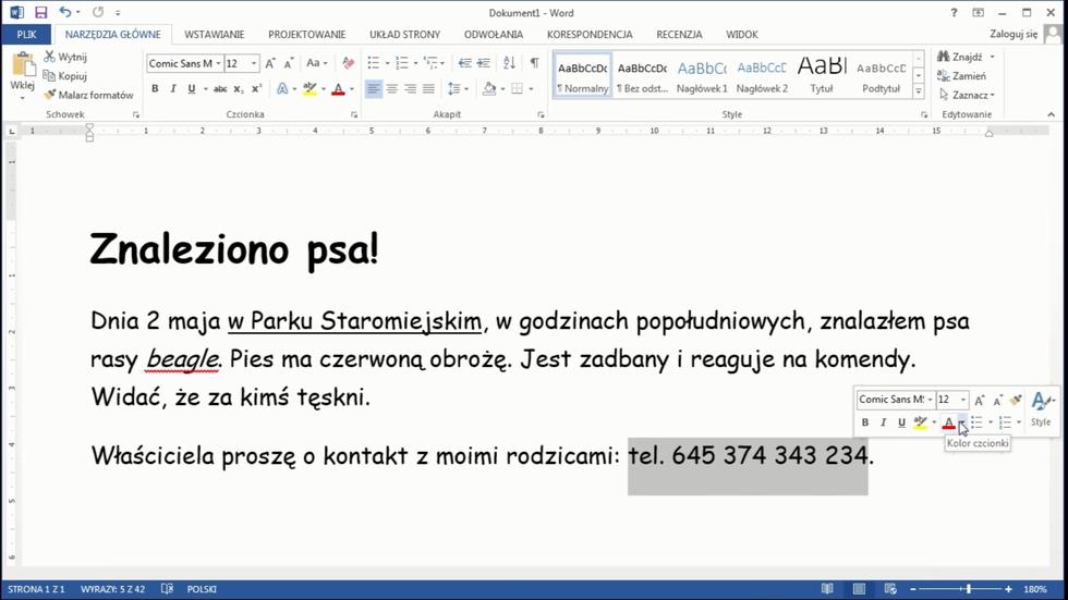 Film na epodreczniki.pl Instrukcja: Aby zmienić rozmiar czcionki w tytule tekstu: Krok 1.