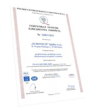 by PCBC certificate EUROTECH Sp.