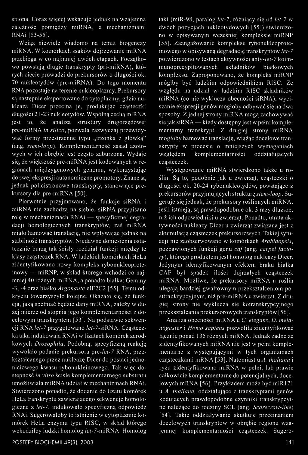70 nukleotydów (pre-mir.na). Do tego momentu RNA pozostaje na terenie nukleoplazmy.