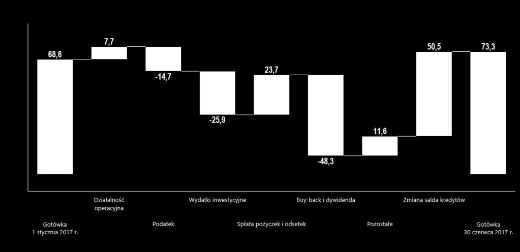 Przepływy pieniężne (mln PLN) -2,2 Działalność inwestycyjna Wzrost