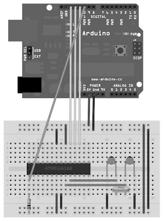Najprostszy programator: bsd Programowanie nowego, czystego układu AVR jako Arduino przy użyciu istniejącego modułu Arduino ze szkicem ArduinoISP: Działa przy użyciu portu równoległego, Bardzo