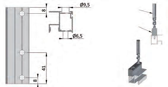 3x32, Indeks: A-B63-32 A-PW-RC MONTAŻ TORÓW DOLNYCH 1. Zwróć uwagę na prawidłowy kierunek montażu toru. Front 2. Zwróć uwagę na prawidłowy kierunek i zapięcie maskownicy.