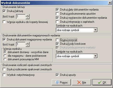 Zmiany dotyczą wydruków oraz wymiany elektronicznej. 1. W słowniku kontrahentów wprowadzono oznaczenie, "Używane symbole towarów" - z możliwymi do wybrania opcjami: a. <symbole podstawowe>, b.