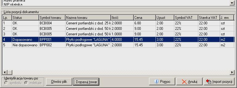 W konfiguracji KOLHurt dodano parametry: a. "Zezwalaj na częściowy import dokumentów". b. "Zezwalaj na dopasowywanie towarów podczas importu" 2. Jeżeli parametr z pkt 1.