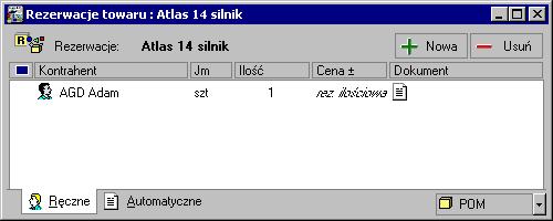 Symfonia Pro - Graficzna prezentacja danych 275 Rezerwacje towaru W oknie tym prezentowane są informacje dotyczące rezerwacji towaru, zarówno rezerwacji wprowadzanych przez dokumenty sprzedaży i