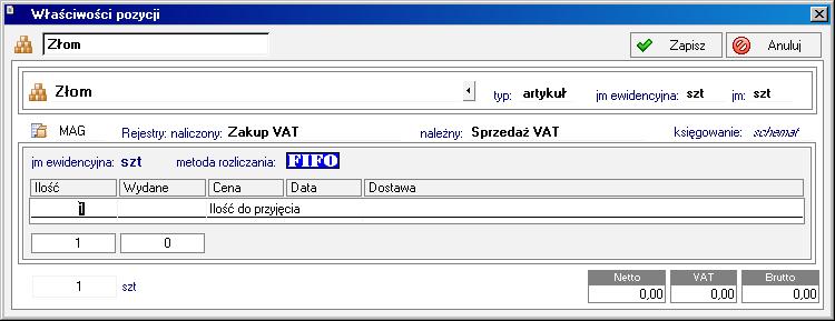 złom/stal/odpady) lub dla dokumentów o charakterze Dokument importowy. Rys. 3-25 Okno Właściwości pozycji - samoopodatkowanie.