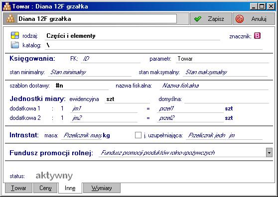 100 Podręcznik użytkownika Handel Nazwy pól Ustawienie to umożliwia wprowadzenie nazw pól dodatkowych dla wybranych formatek.