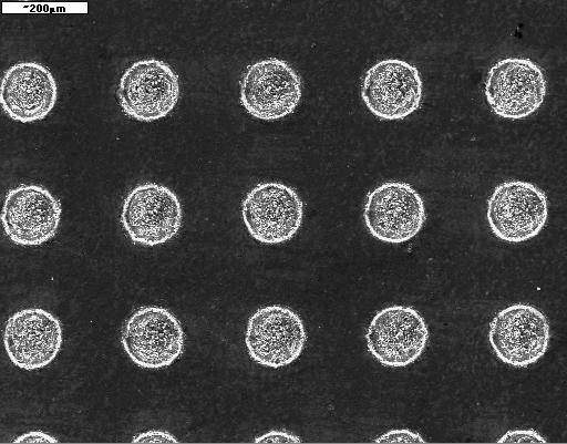 Parameters characterizing the texture Odległość między środkami osi symetrii wgłębień [µm] Stopień zaczernienia Sp [%] Głębokość wgłębień [µm] 1 78 162 18 16 2 134 279 18 16 3 78 106 42 16 4 134 183