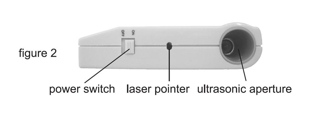 BUDOWA Wyłącznik zasilania laser Źródło ultradźwięków PRZYCISKI wybór funkcji wykonanie pomiaru, przytrzymaj >2sek.