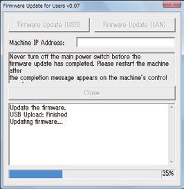 W przypadku połączenia USB, kliknij przycisk [Firmware Update (USB)] (Windows) lub [F/W Update(USB)] (OS X).