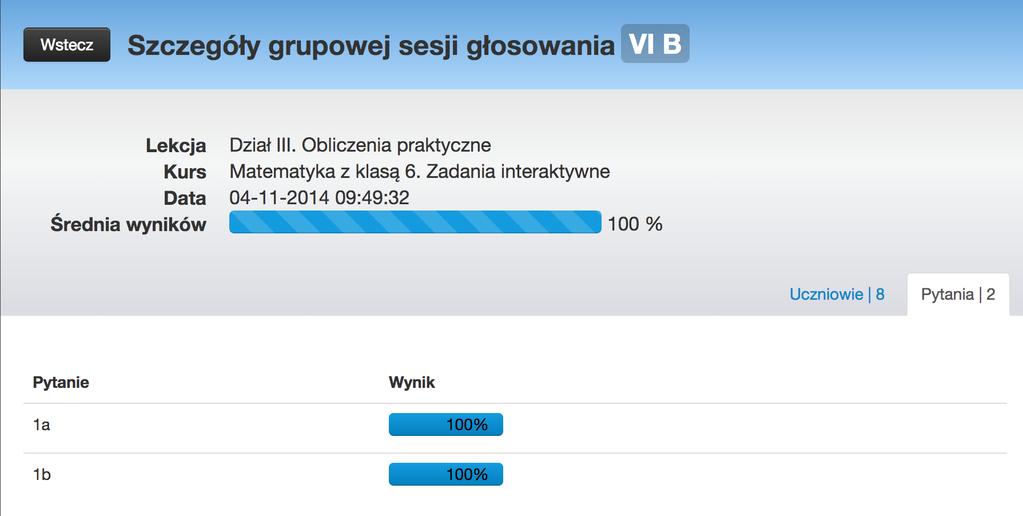 3. Aby zapoznać się z dokładnymi wynikami danego ucznia, wybierz przycisk Szczegóły.