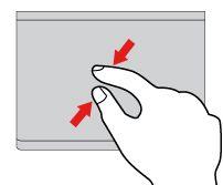 Zmniejszanie dwoma palcami Połóż dwa palce na trackpadzie i zbliż je do siebie, aby zmniejszyć.