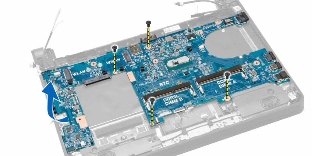 5. Unieś płytę systemową i wyjmij ją z komputera. Instalowanie płyty systemowej 1.