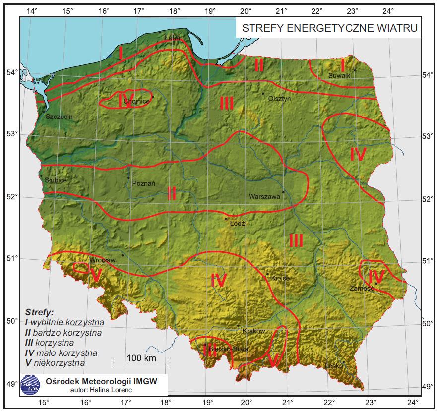 Warunki wietrzne 4 Średniomiesięczne prędkości wiatru w Polsce 4500 Moc zainstalowana [MW] 4000 3500 3000 2500 2000 1500 1000 500 0 3833,8 3390 2496,7 1616,4 1180,3