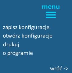 3. Menu programu. W prawym górnym rogu na panelu głównym programu umieszczony jest przycisk menu który umożliwia wykonanie kilku podstawowych czynności.