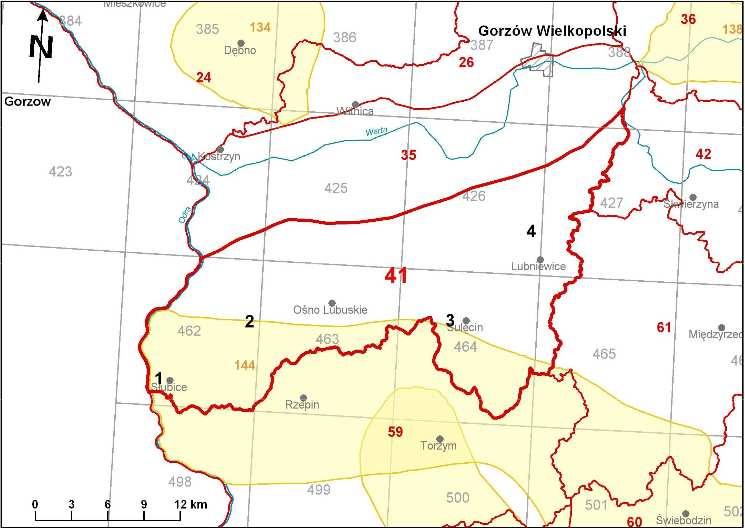 Rysunek 8 Lokalizacja jednolitych części wód podziemnych nr 41 regionu wodnego Warty (źródło: psh.gov.pl) Wody powierzchniowe Przez teren rozpatrywanej gminy nie przebiegają duŝe rzeki I-rzędu.