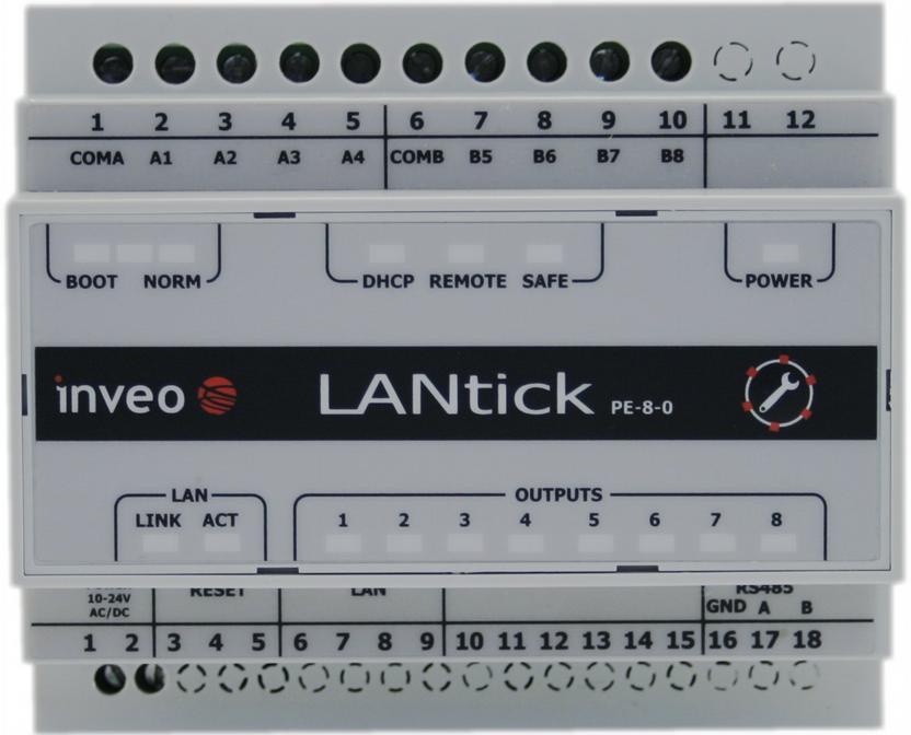 Nazwa POWER OUTPUT/INPUT MODUŁ PE-1-0, PE-0-1 Opis zasilanie modułu stan wejścia lub wyjścia Widok diod sygnalizacyjnych PE-2-2 Nazwa POWER Status 1 Status 2 LINK ACK MODUŁ PE-2-2 Opis zasilanie