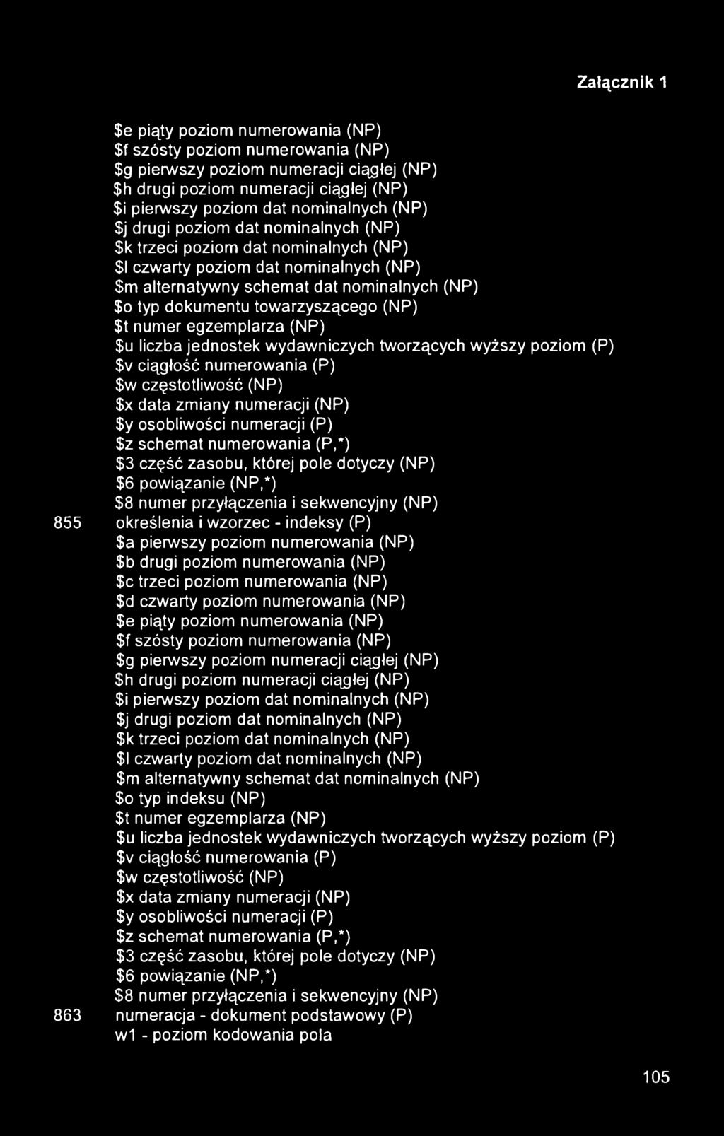 egzemplarza (NP) $u liczba jednostek wydawniczych tworzących wyższy poziom (P) $v ciągłość numerowania (P) $w częstotliwość (NP) $x data zmiany numeracji (NP) $y osobliwości numeracji (P) $z schemat