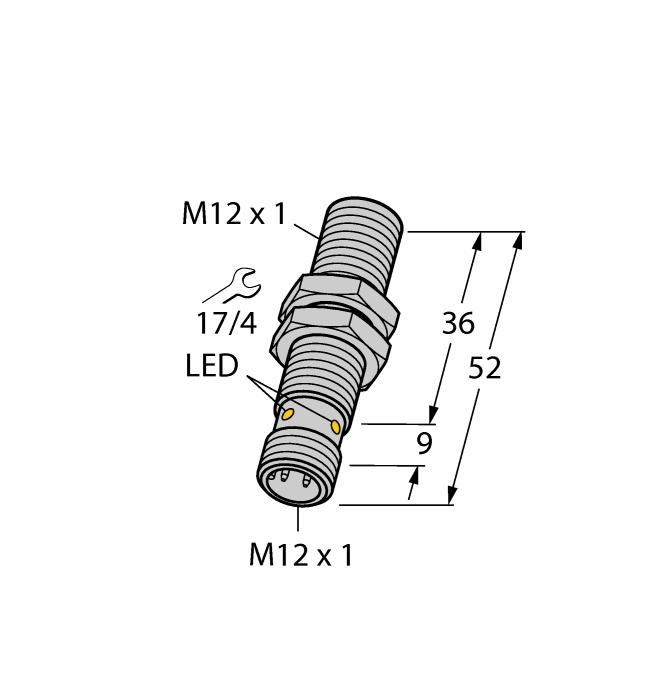 ATEX kategoria II 1 G, strefa Ex 0 ATEX kategoria II 1 D, strefa Ex 20 SIL2 zgodny z IEC 61508 gwintowany cylinder M12x1 stal nierdzewna 1.4301 2-przewodowy DC, nom. 8.