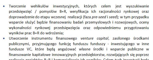 Opis programowy planowanych źródeł finansowania (PO IR,