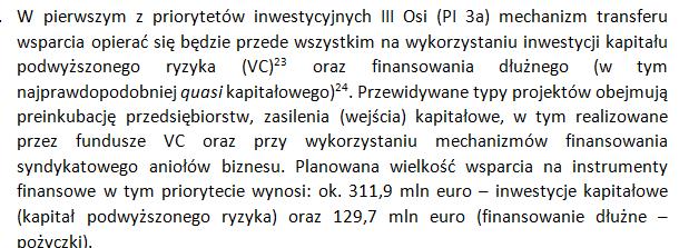 Opis programowy planowanych źródeł finansowania (PO IR, 20014-2020)