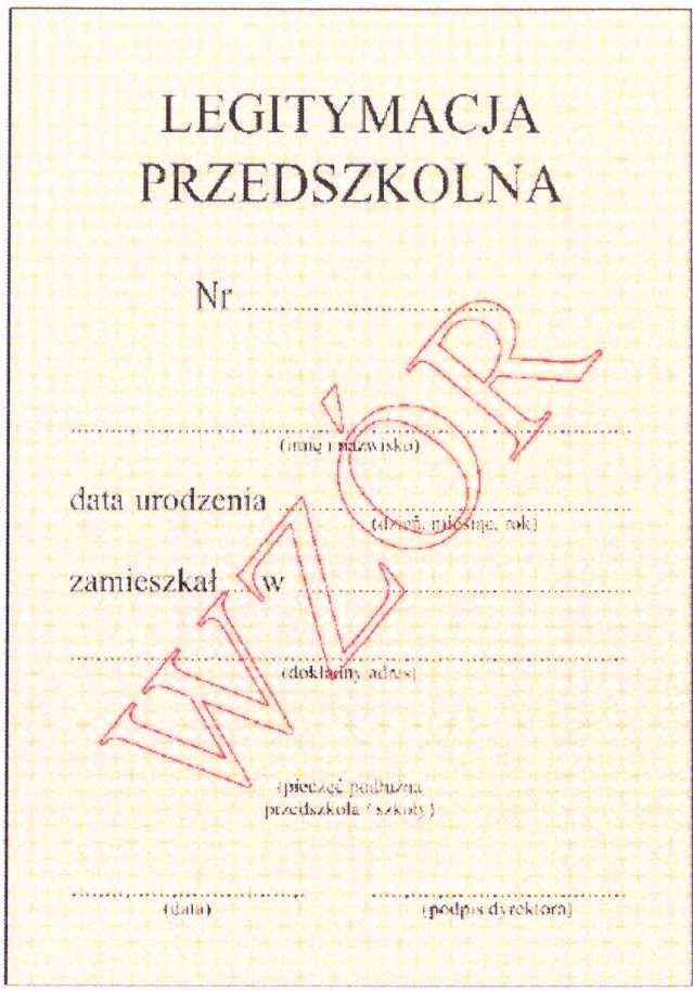 Wzór nr 13 do 20, 29 LEGITYMACJA