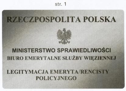 Wzór nr 32 do 23, 25 Legitymacja o wymiarach 55 mm na 85 mm, o krawędziach zaokrąglonych, pokryta giloszem koloru niebieskiego, dwustronnie foliowana (pozioma), str.