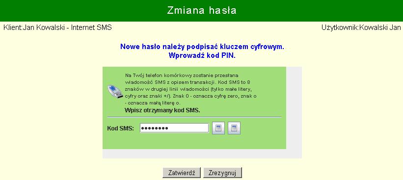 - należy podać kod z komunikatu SMS otrzymanego z banku.