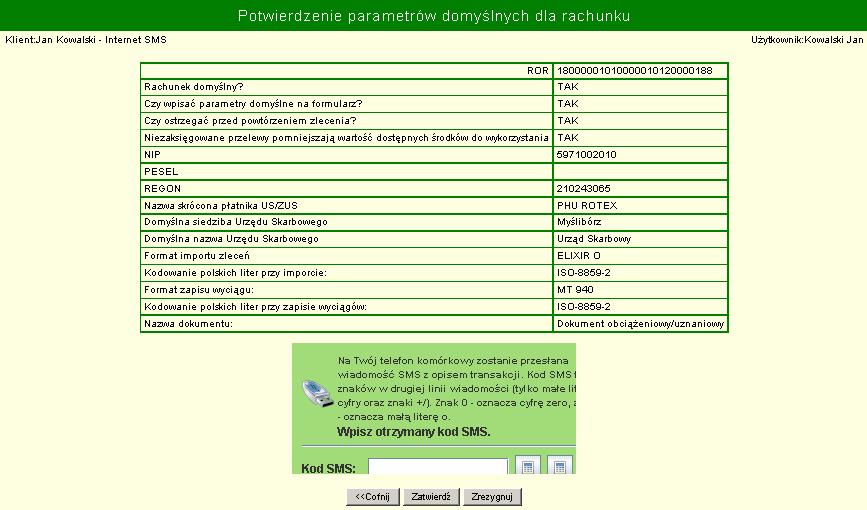 Autoryzacja wygląda analogicznie, jak ta przedstawiona w podrozdziale 11.2. 14.2 Opis parametrów domyślnych Formularz zawiera następujące pola.