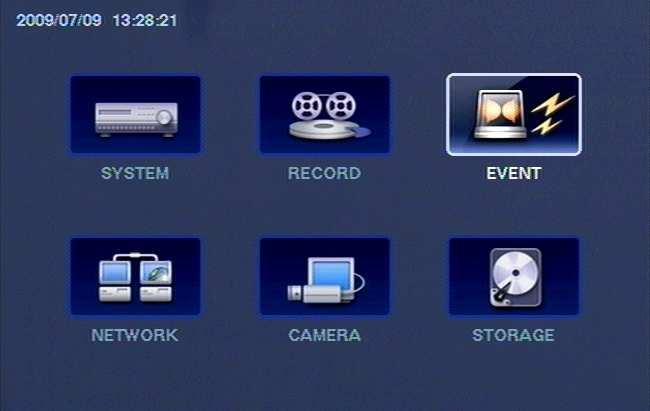 NDR-HA1104 1.0 version - User s manual RECORDER MENU 3.3. Event Your DVR can be set to detect many different events. You can also determine how it reacts to these events.
